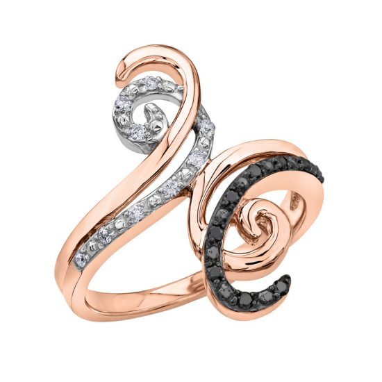 DD2942 DUAL SWIRL BLACK DIAMOND RING