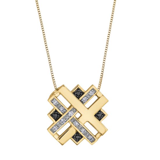 DD2980 Ladies White & Black Diamond geometric Pendent