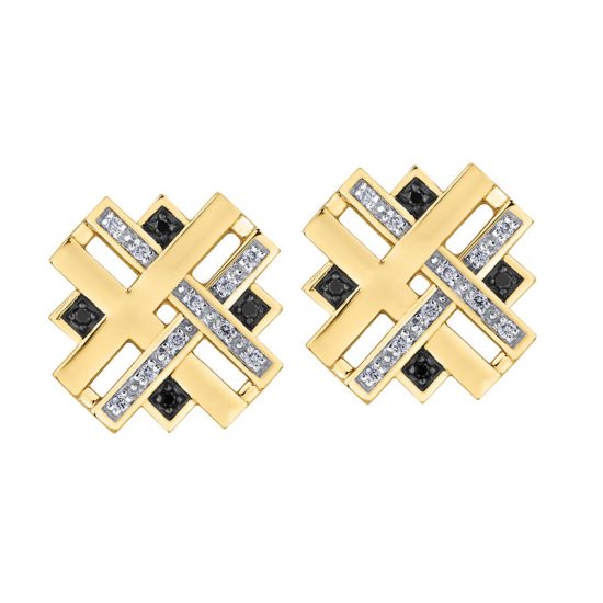 DD2982 Ladies White & Black Diamond Geometric Earrings