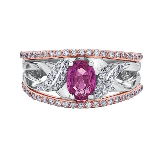 DD2988 Pink Sapphire & Diamond Ring