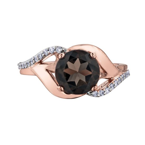 DD3008 SMOKEY QUARTZ DIAMOND RING